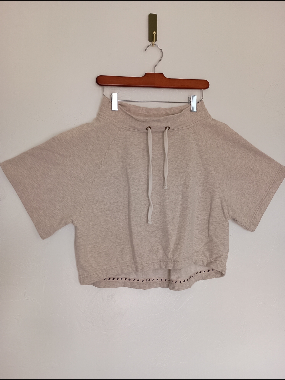 Allen van Norden 100% Cotton Beige Crop Top with Drawstring